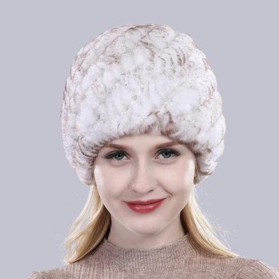 Hot Sale Russian Lady Natural Real Rex Rabbit Fur Hats Women Knitted Outdoor Rex Rabbit Fur Hat New Warm Real Fur Caps