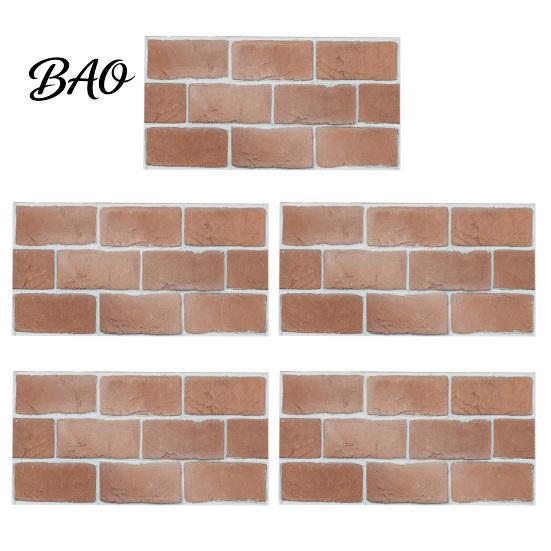 Retro Brick Pattern Wall Art 5Pcs Vintage Tile Stickers, Waterproof Oil?Proof Wallpaper, Peel Decorative Tiles for Home & Stick Backsplash