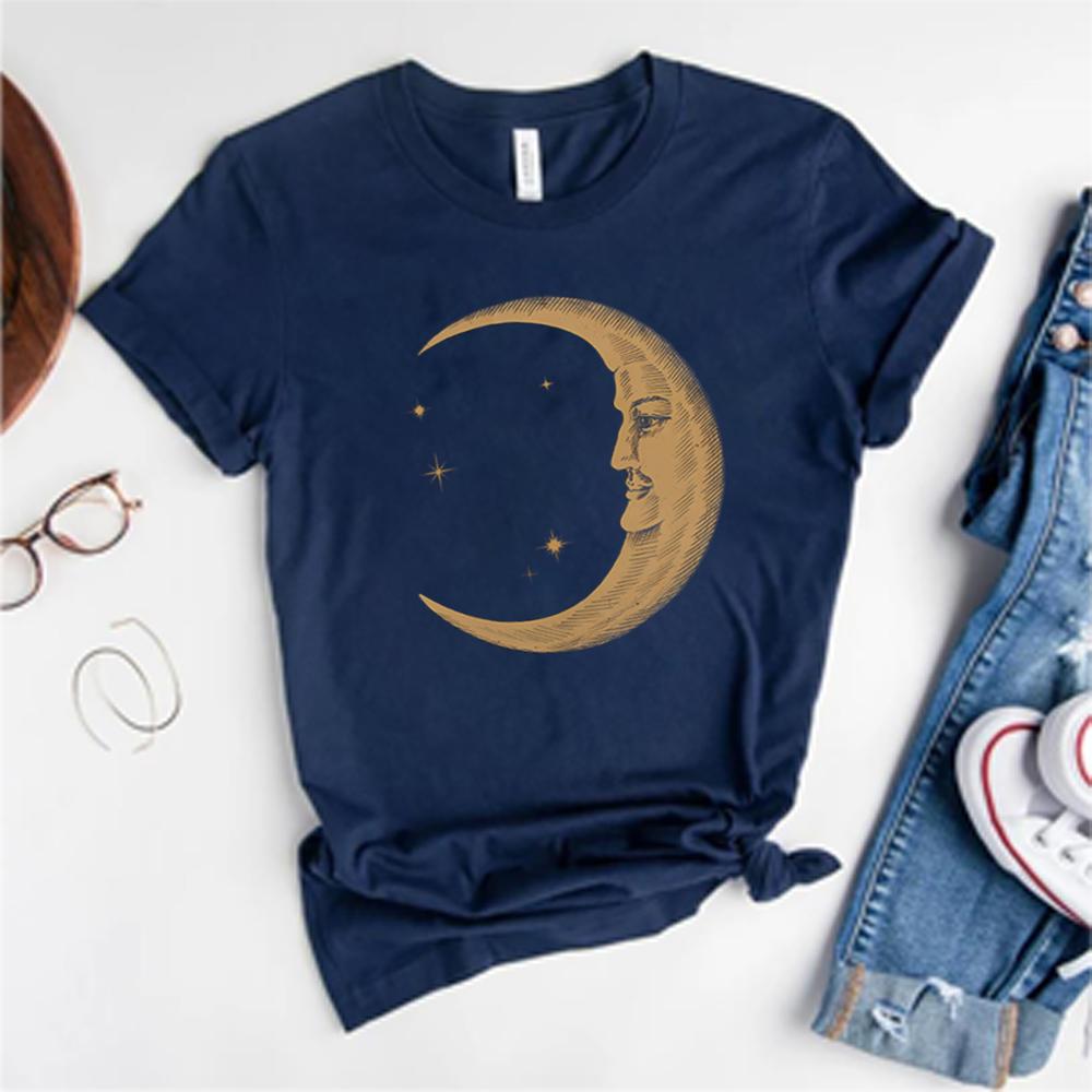 Boho Moon Tshirt Retro Comfort TShirt for Women Spiritual Astrology Short Sleeve Shirt Celestial Trendy Yoga Shirts