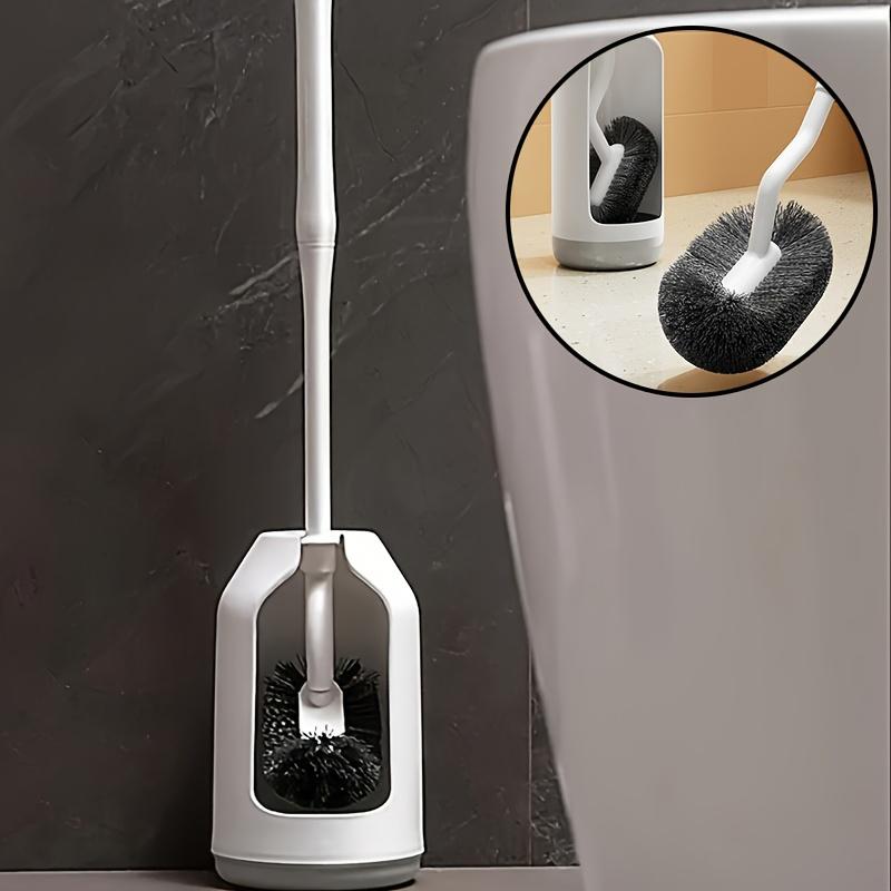 1pc Toilet Brush Set with Holder Ergonomic Long Handle Deep Cleaning Toilet Brush Quick Assembly Ventilated Base Bathroom Tool