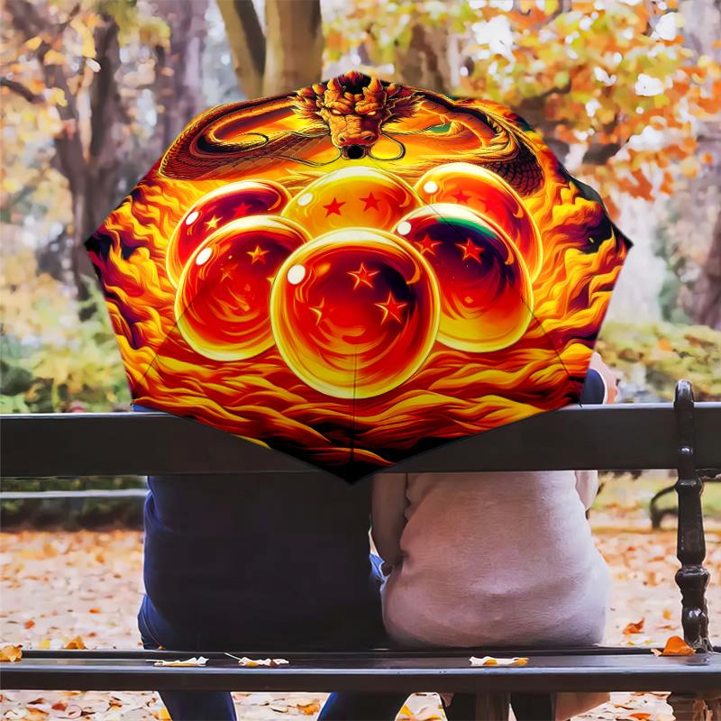 1 Pezzo Ombrello Pieghevole Automatico - Modello Dragon Ball Super Design Pieghevole Portatile Con 8 Stecche Regali di Natale Compleanno