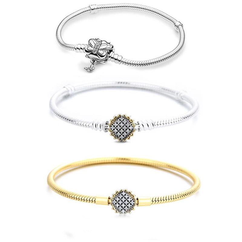 

Модный браслет Застежка-бабочка Базовая цепочка Подсолнух Подсолнух Змеиная кость Цепочка Подсолнух