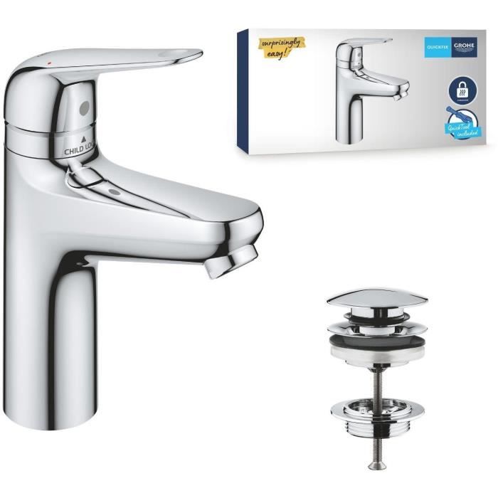 Mitigeur monocommande - GROHE - 24327001 - Lavabo Swift - Avec sécurité enfant - Taille M