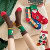 Thickened Happy Christmas Socks Cotton Santa Claus Socks Soft Female Hosiery  Student
