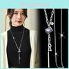 Elegant Long Crystal Necklace For Women In Stylish Geometric Design Perfect For Autumn Winter Wardrobe