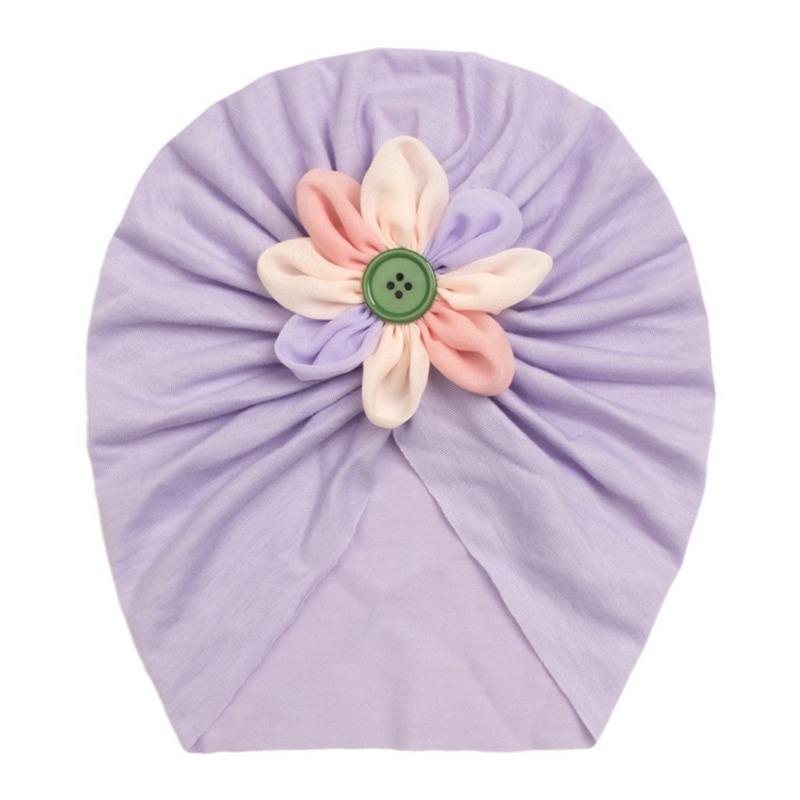 New children's button flower pullover hat, creative and comfortable baby hat, thin baby cap