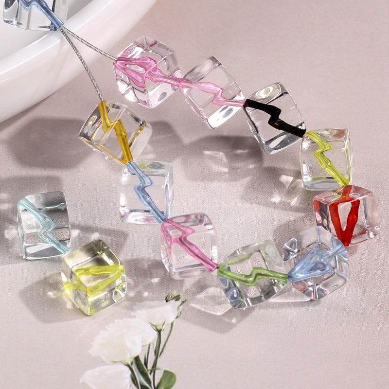 Diagonal Holes Square Beads Jewelry Craft Beads Homemade Bracelets Necklaces Keychains Earrings