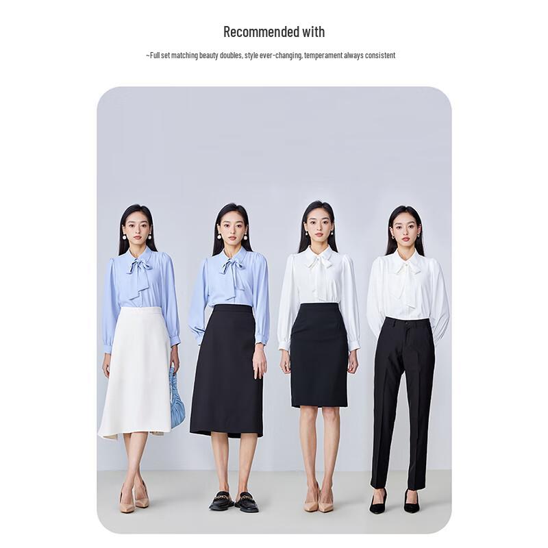 Women's Chiffon Bow Long Sleeve Professional Blouse