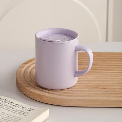 Minimalist Double-Walled Insulated Coffee Mug Rotating Dust Cover Stainless Steel Thermos Cup with Scale 300 ML Drink Cup Home