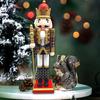 Traditional Wood Checkered Nutcrackers 38cm Figure Ornament Christmas Soldier King Puppet Figurine Holiday Decoration