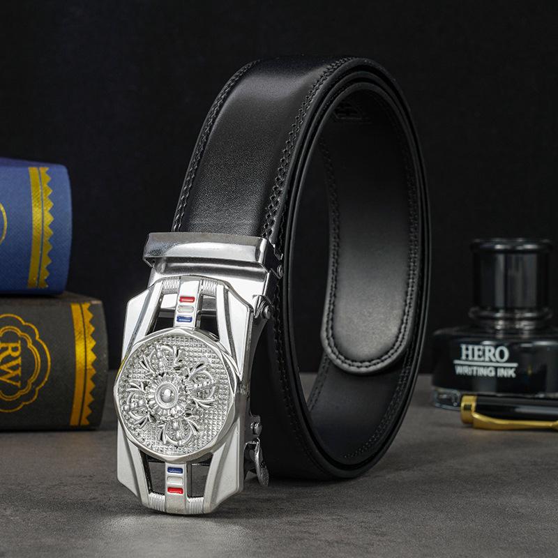 Men's Genuine Leather Automatic Buckle Cowhide Belt - Business Casual Style