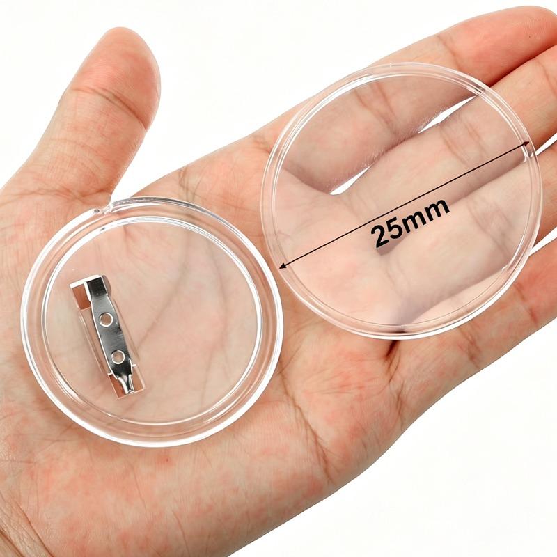1/20pcs Round Clear Acrylic Blank Badge Box DIY Brooch Protector Craft Badges Making Supplies Pin Case Kit for Button Badges 1pc