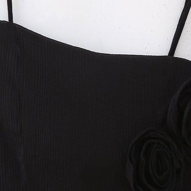 Fashion Style 2024 Summer New Product Women's Clothes Design Convex Flower Thin Cotton Yarn Quality Sling Tops 0881051