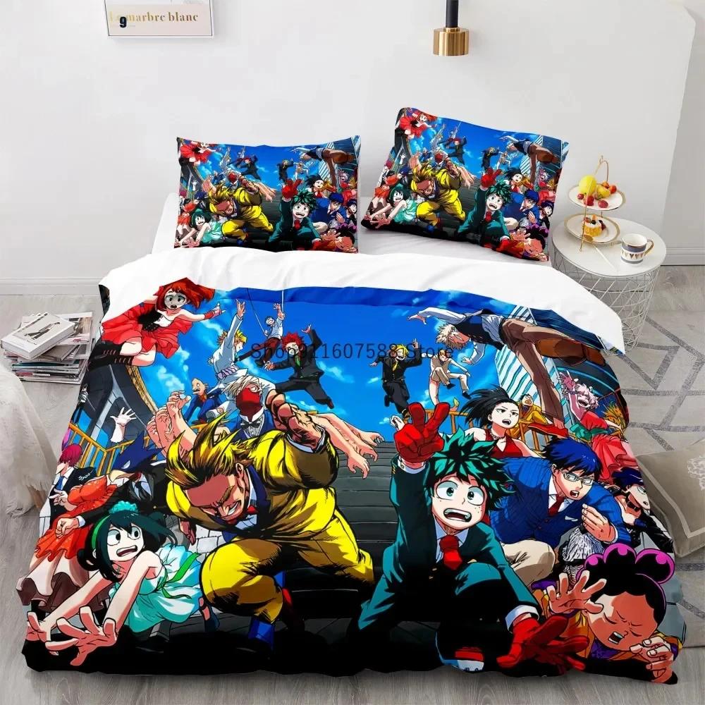 New Anime My Hero Academy Bedding Set Anime Characters Duvet Cover Set 3D Quilt Bed Set Queen King Size Boys Home Textile