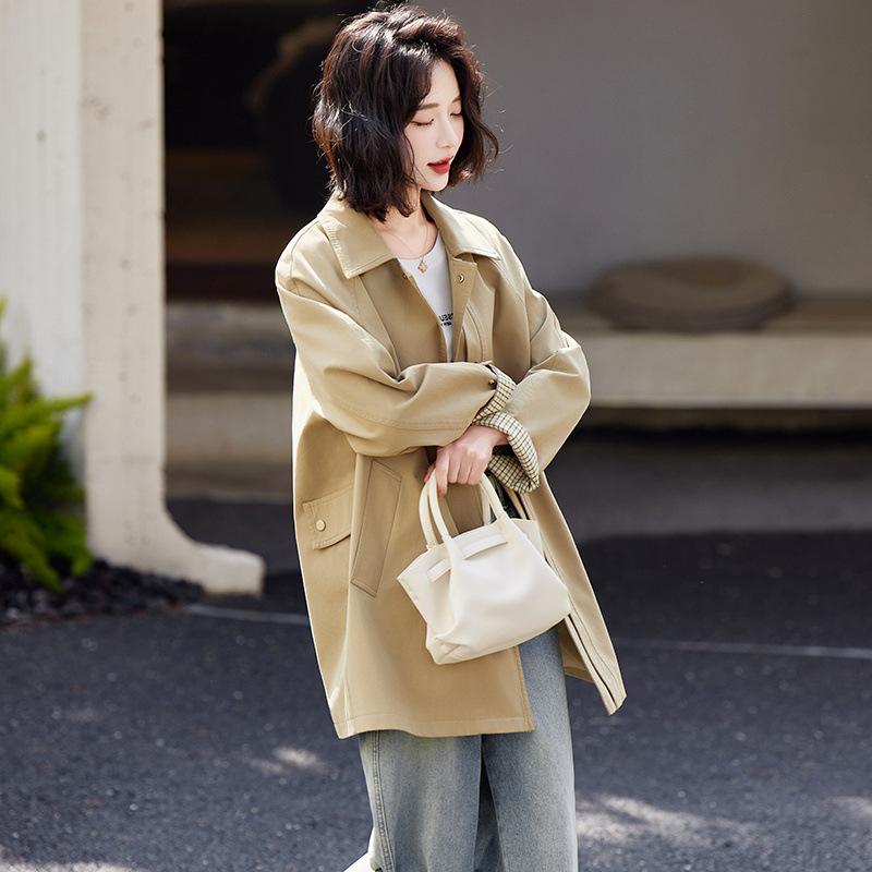 Casual Trench Coat Women's Medium and Long Spring New Design Sense Small Loose Fashion Temperament Jacket