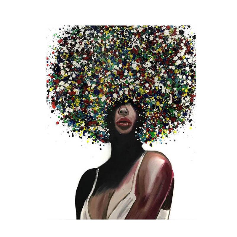Abstract Woman Colorful Hair Watercolor Canvas Painting Poster Prints Wall Art Pictures for Living Room Home Decoration Cuadros