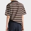 Brown Coffee Striped Button Down Shirt Loose Men Casual Short Sleeve Clothing Unisex Streetwear 3D Printing Shirts for Male Tops
