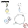 WOSTU 925 Sterling Silver Glazed Shell Charm Pendant Fit Original Bracelet Necklace For Women Jewelry
