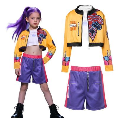 Girls KPop Super Star Korean Singer Rumi Jacket Vest Shorts Set Halloween Dress Up Costume School Stage Performance Carnival Party Role Play Suit