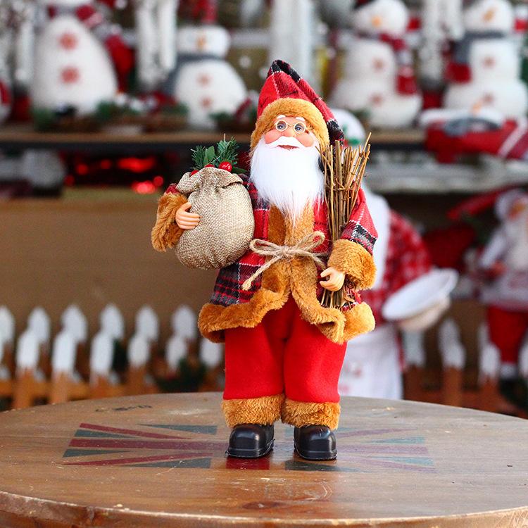 Cross-border Special 30cm Standing Santa Claus Christmas Decorations Pink Red Christmas Doll Customization
