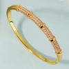 Luxury Micro Paved Zircon Bracelet For Women Simple Gold Full Diamond Clasp Bangle Versatile Non Fading Fashion Jewelry