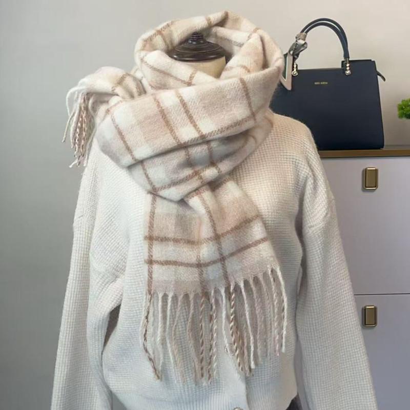 Hochwertiger Schal im koreanischen Stil mit Karomuster: Warmer, verdickter Kaschmir-ähnlicher Schal für Studenten und Paare
