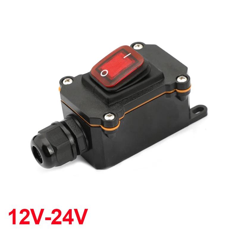 Inline napájecí kabel 110V-220V 12V-24V Námořní kolébkový spínač Zapnuto Vypnuto Vodotěsná propojovací skříňka IP67 20A Vysokoproudý konektor Venkovní