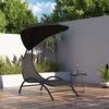 VidaXL Chaise Longue with Canopy Black 167x80x195 Cm Fabric and Steel, Sun Lounger, Daybed, Garden Lounger, 362706
