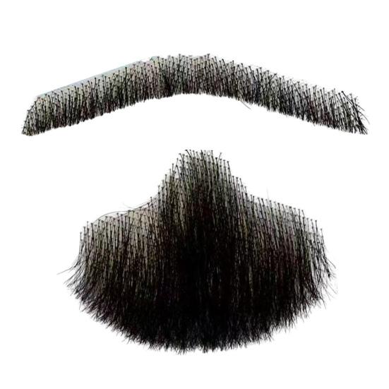 2Pcs Fake Beard Goatee Mustache Handmade Invisible Lace Facial Hair False Goatee Beard Halloween Dressing Men Makeup Drama Party Movie Prop