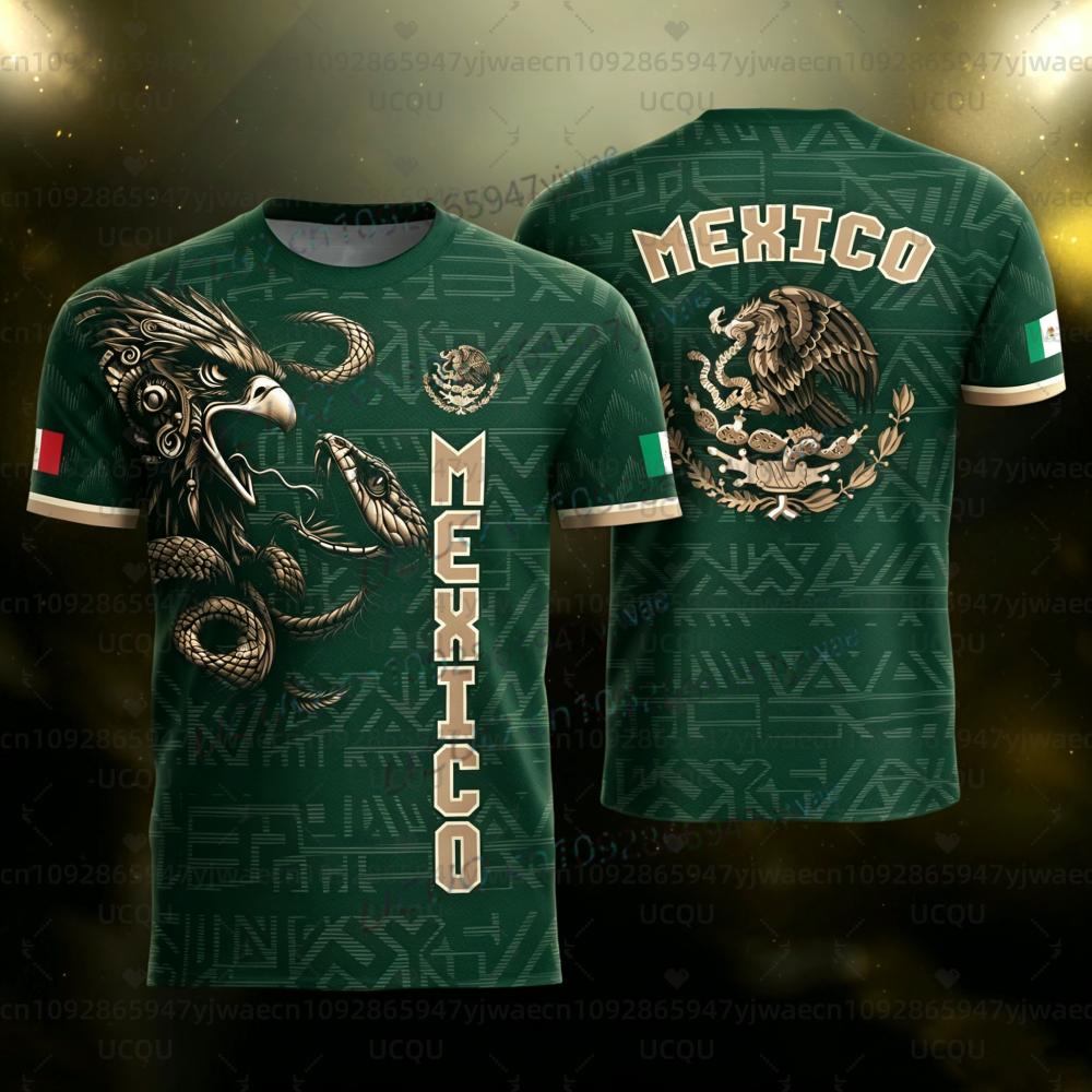 2026 Men's Women's Mexico National Flag Print Short Sleeve T-shirt 3D Print Tees Outdoor Jersey Sports Casual Tops
