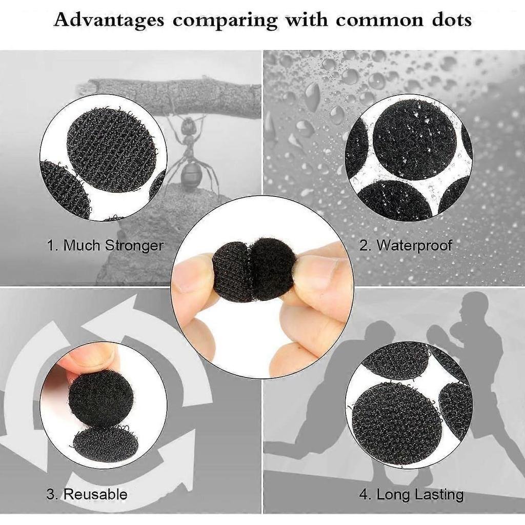Self Adhesive Dots, Strong Adhesive 400pcs(200 Pairs) 0.59 Inch Diameter Sticky Back Hook Nylon,Loop Strips with Waterproof Sticky Glue Tapes for Clas