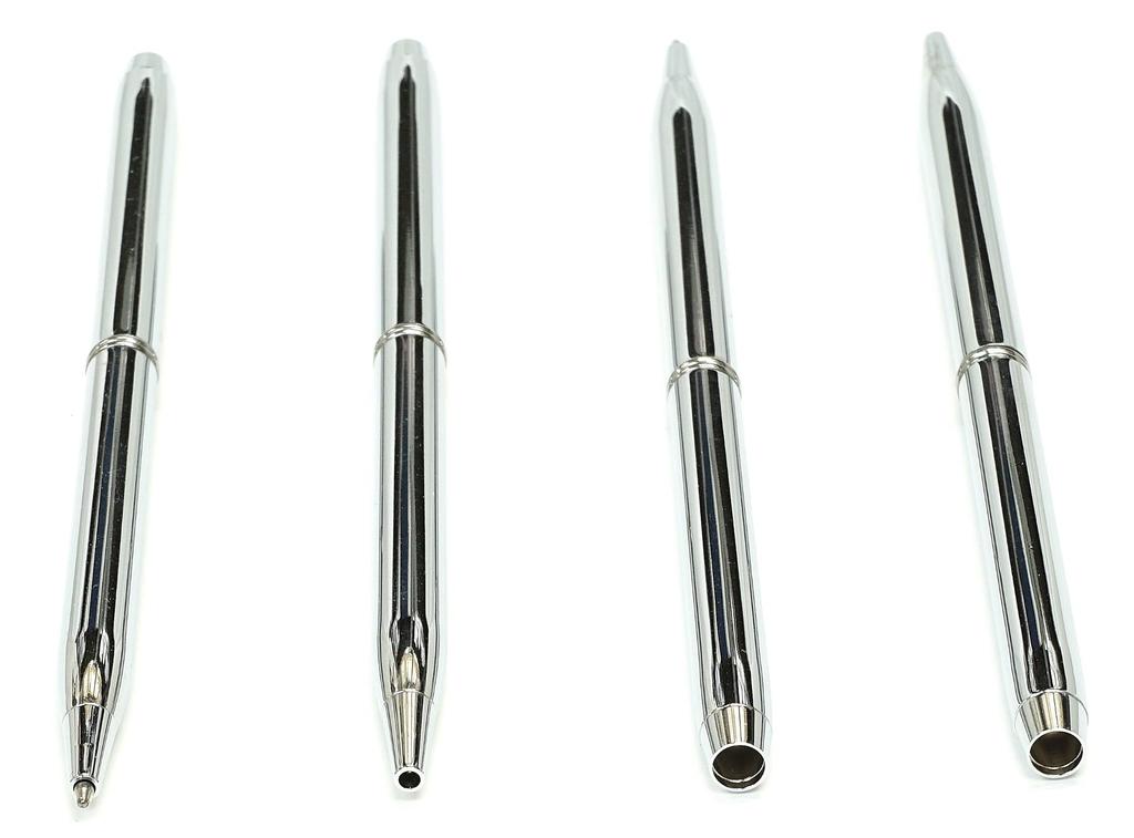 Pachet 2 set struț cu pene mari din alamă tip bancher rotativ stilou alamă dacap pix stand penă albă procesat japonez + Q-S1P3WD-2