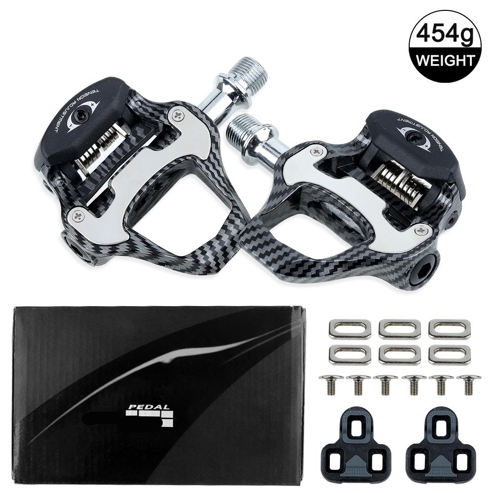 

Bicycle Pedal Aluminum Carbon Fiber Precision Bearing System Self-Locking Durable LOOK/SPD Compatible for Professional Road Bike