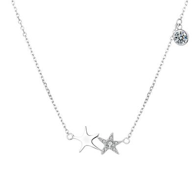 S925 Sterlingsilber Einfache Diamant-Stern-Halskette XINGX Schlüsselbeinkette