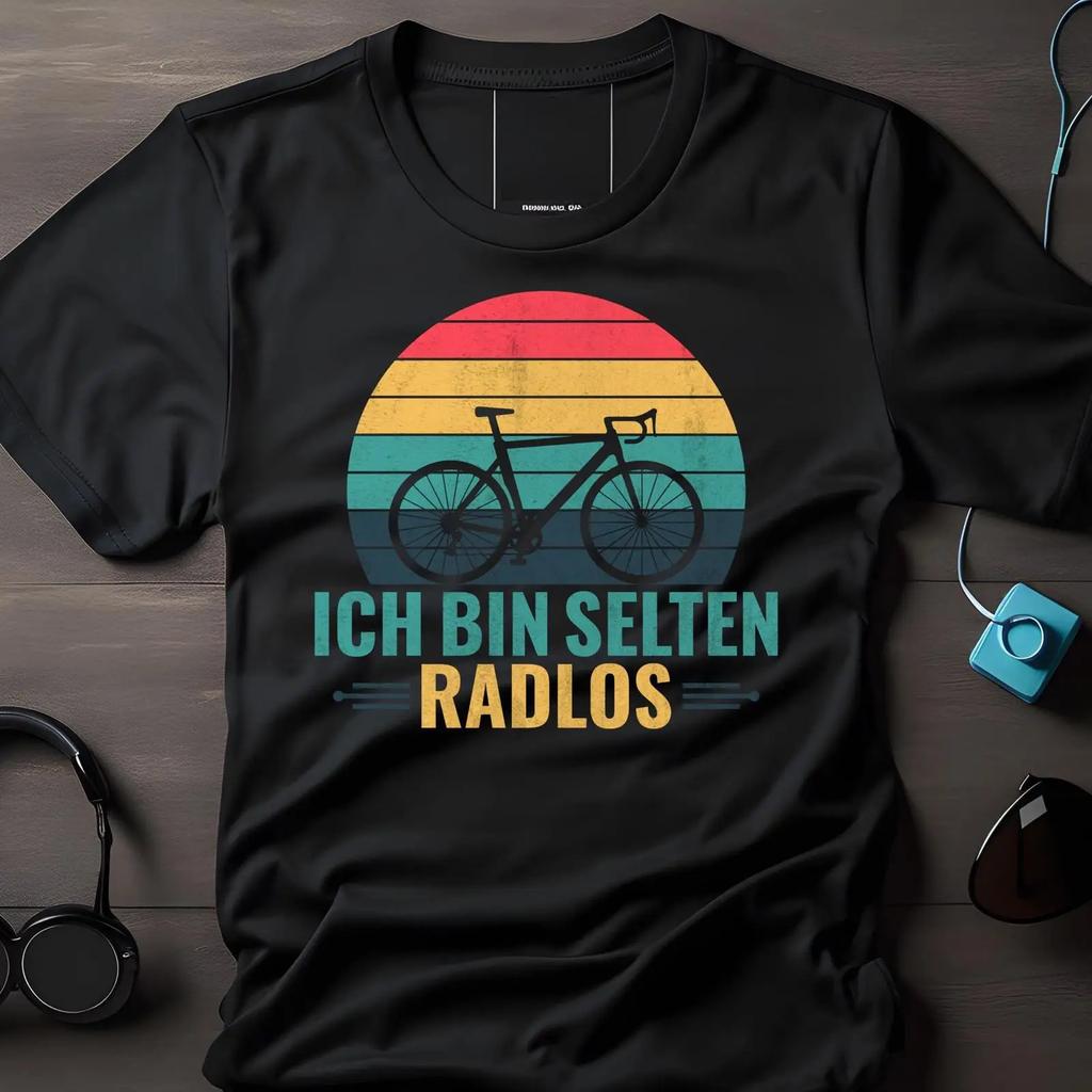 Vintage Retro Sunset Bicycle T Shirt Im Rarely Without Wheels Funny Cycling For Cyclists Outdoor Biking Casual Top Vintage