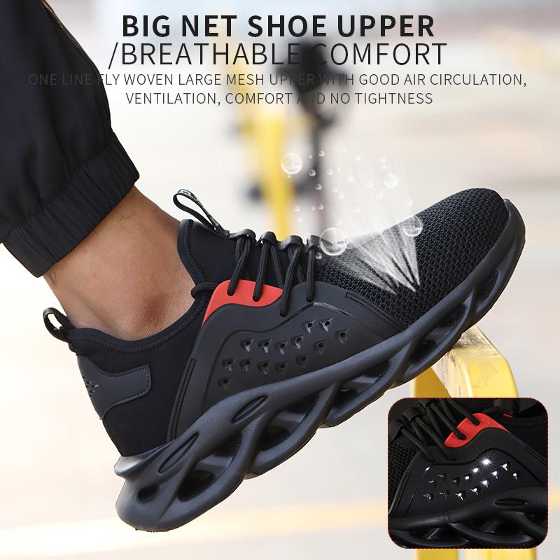 Stivali da Lavoro da Uomo Scarpe di Sicurezza Antiperforazione Antischiacciamento Stivali da Costruzione Scarpe da Lavoro Indistruttibili Sneaker Leggera da Esterno