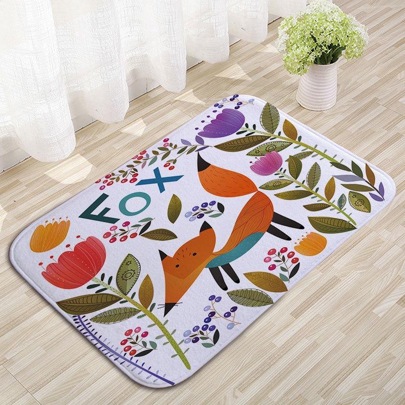 Vintage Floral Bird Doormat Cute Illustrative Style Cartoon Non-Slip Entrance Rug Boho Butterfly Decorative Floor Carpet