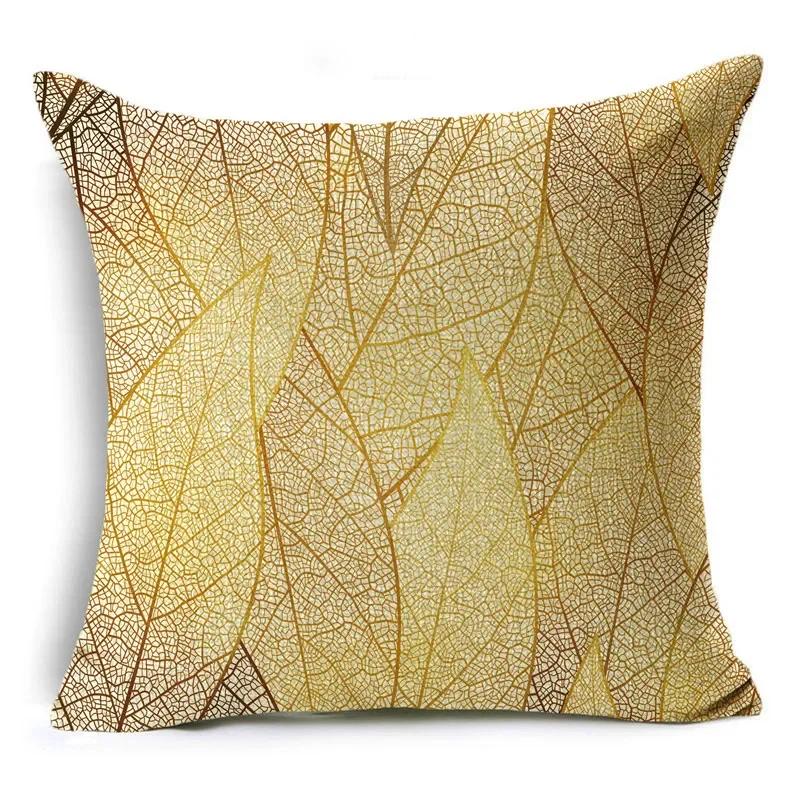 

Nordic Style Golden Leaf Simple Bedside Cushion Cover Living Room Sofa Decoration Pillowcase ___,(7) 66x66cm