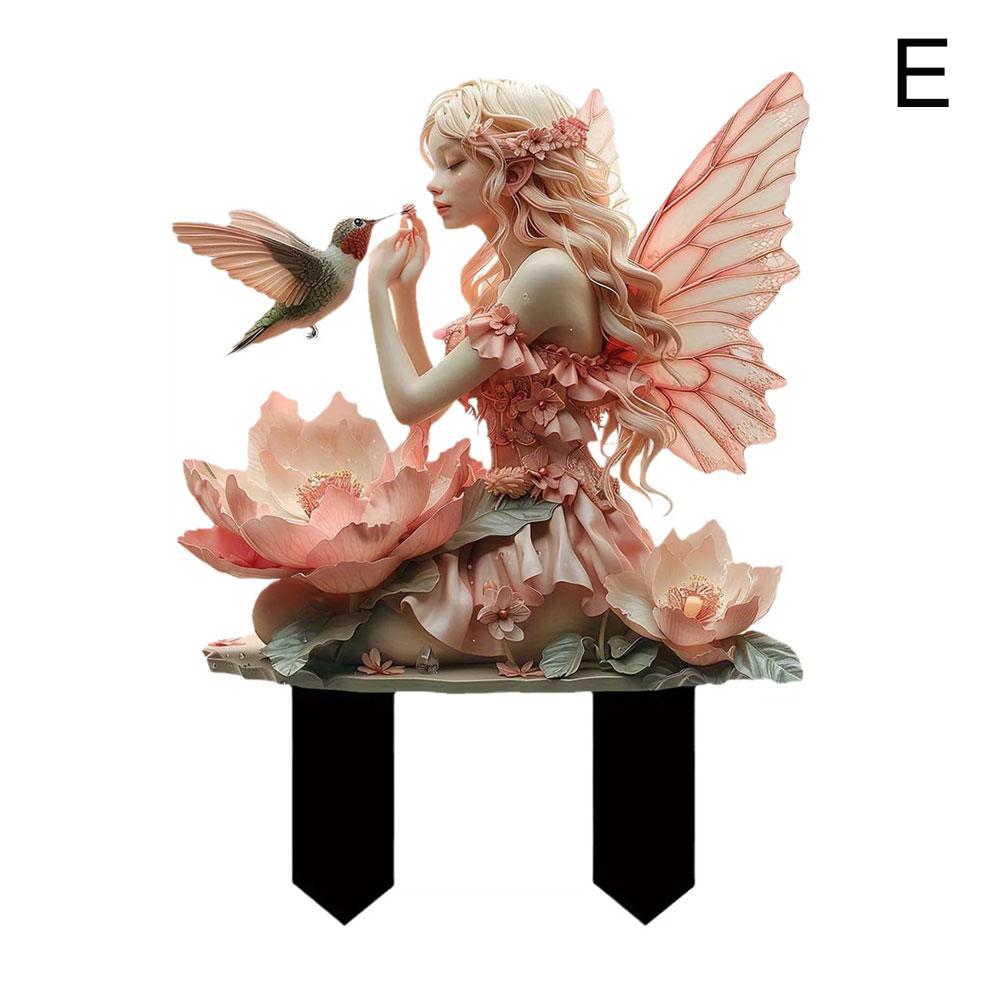 

Лесная фея и цветочная фея садовые карты кольев акриловые декоративные горшки пейзаж земля открытый L1S4 Black-E