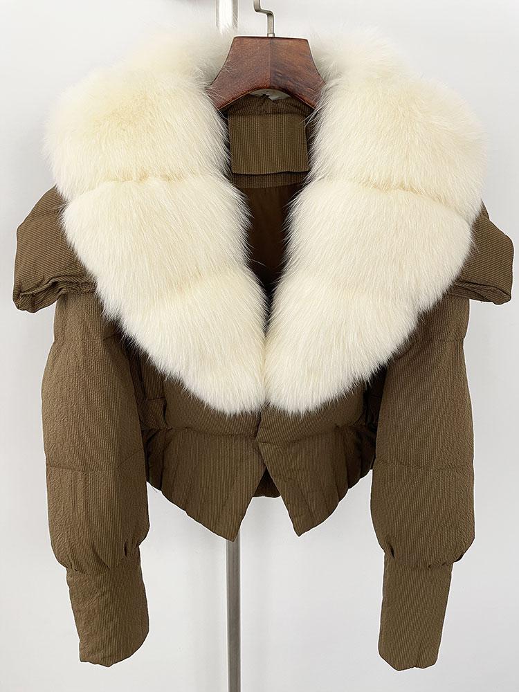 OFTBUY Down Jacket Women 2024 New Winter Natural Real Raccoon Fox Fur Collar Short White Duck Down Coat Thick Warm Casual Outerwear