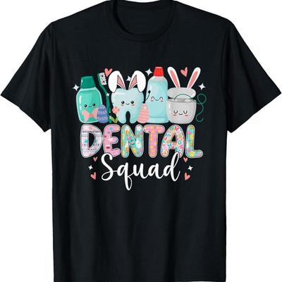 T-shirt Drôleth Dental Squad Dentiste Joyeux Jour de Pâques S
