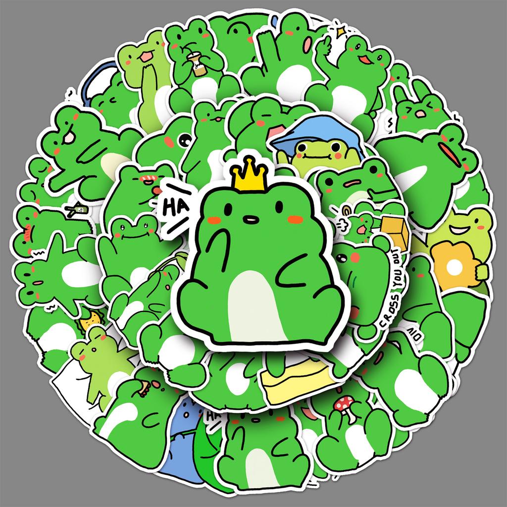 50 Cartoon Frog Doodle Personality Cute Children's Gauze Hand Account DIY Mobile Phone Case Suitcase Sticker