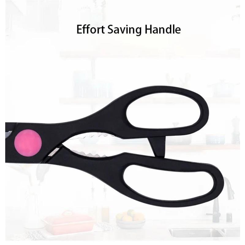 Stainless Steel Sharp Blade PP Effort Saving Handle Multi Functional Household Kitchen Scissors With Beer Bottle Opener