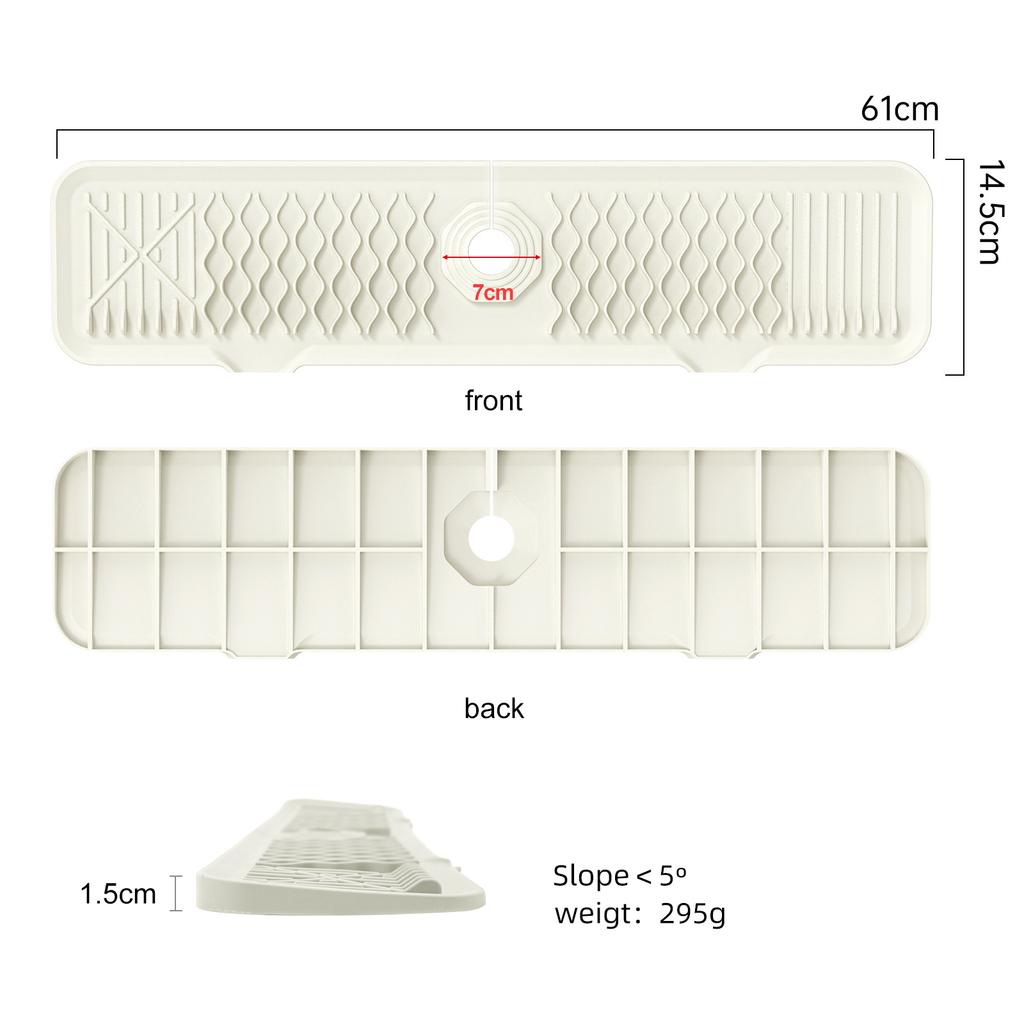 Kitchen Sink Splash Guard, Faucet Mat Splash Catcher, Handle Drip Catcher Tray, Multipurpose for Kitchen Dish Drying Mats Sponge