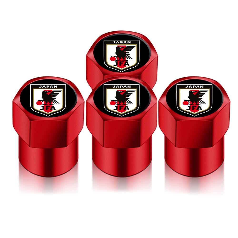 4PCS DIY Universal For Japan National Soccer Team Car Wheel Tire Air Valve Caps Stem Car Stickers For Cars Motor Auto Accessories Decor Gift