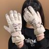 Cute cartoon cat ski gloves female velvet thickened cold-proof riding electric car anti-splashing water