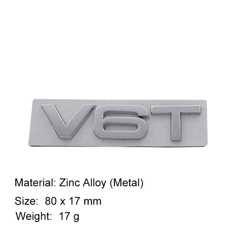 3D V8T V6T V6 V8 T for A1 A3 A5 A6 A4 A7 Q3 Q5 Q7 car Hood Fender trunk Rear Bonnet Nameplate Decal Emblem Badge Sticker