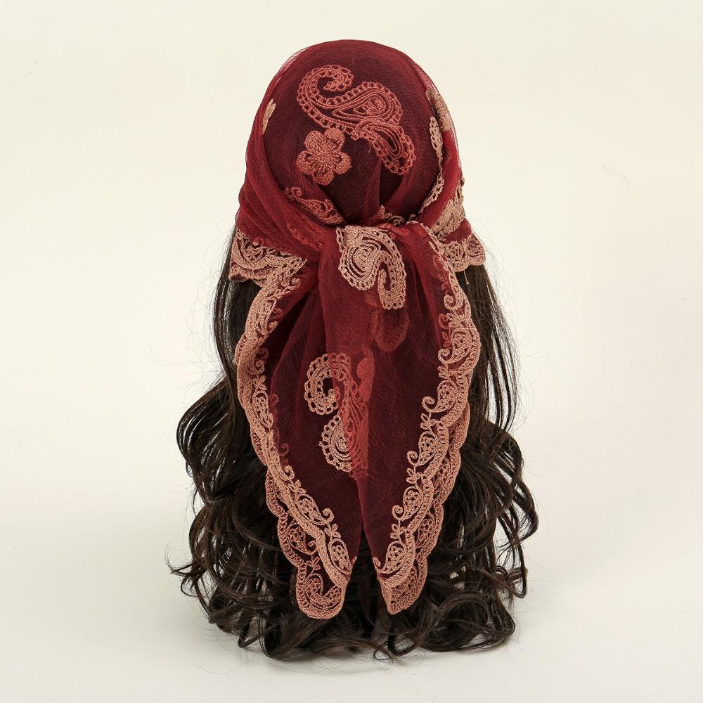 Square Lace Scarf Hollow Out Hair Scarf Headband Elegant Lace Handkerchiefs  Women