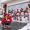 Large Format Door Display Christmas Garage Cover, Winter Holiday Hanging Banner Backdrop, Cover Santa Claus Snowman Truck Photography Background