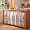 Light Filtering Window Panels Wildflower Cabinet Curtain Farmhouse Kitchen Under Sink Skirt Floral Embroidery Valance Curtains with Lace Trim,